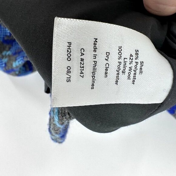 Talbots Skirt Knee Length Houndstooth Wool Blend Blue Lined Size 10P - Picture 6 of 9